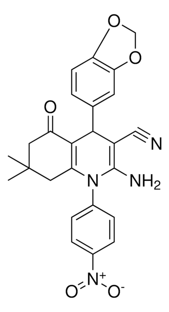 2-AMINO-4-(1,3-BENZODIOXOL-5-YL)-7,7-DIMETHYL-1-(4-NITROPHENYL)-5-OXO-1,4,5,6,7,8-HEXAHYDRO-3-QUINOLINECARBONITRILE AldrichCPR