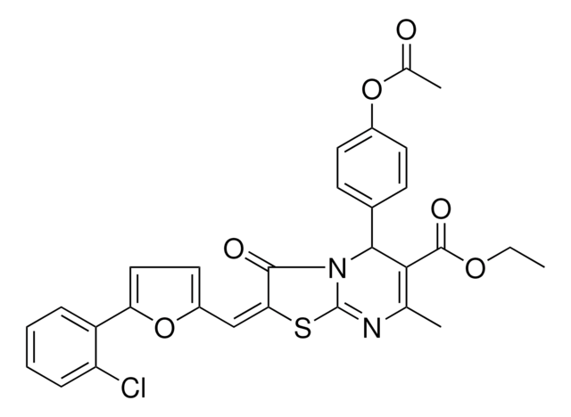 ETHYL (2E)-5-[4-(ACETYLOXY)PHENYL]-2-{[5-(2-CHLOROPHENYL)-2-FURYL]METHYLENE}-7-METHYL-3-OXO-2,3-DIHYDRO-5H-[1,3]THIAZOLO[3,2-A]PYRIMIDINE-6-CARBOXYLATE AldrichCPR