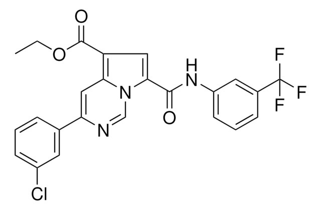 ETHYL 3-(3-CHLOROPHENYL)-7-{[3-(TRIFLUOROMETHYL)ANILINO]CARBONYL}PYRROLO[1,2-C]PYRIMIDINE-5-CARBOXYLATE AldrichCPR