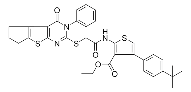 ETHYL 4-(4-TERT-BUTYLPHENYL)-2-({[(4-OXO-3-PHENYL-3,5,6,7-TETRAHYDRO-4H-CYCLOPENTA[4,5]THIENO[2,3-D]PYRIMIDIN-2-YL)SULFANYL]ACETYL}AMINO)-3-THIOPHENECARBOXYLATE AldrichCPR