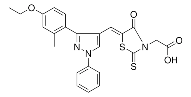 ((5Z)-5-{[3-(4-ETHOXY-2-METHYLPHENYL)-1-PHENYL-1H-PYRAZOL-4-YL]METHYLENE}-4-OXO-2-THIOXO-1,3-THIAZOLIDIN-3-YL)ACETIC ACID AldrichCPR