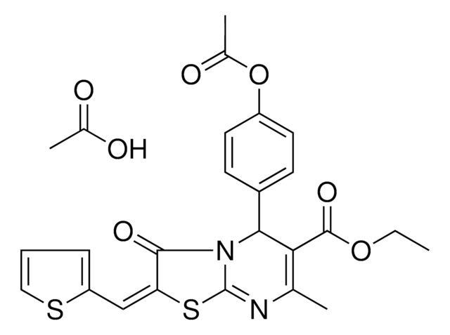 ETHYL (2E)-5-[4-(ACETYLOXY)PHENYL]-7-METHYL-3-OXO-2-(2-THIENYLMETHYLENE)-2,3-DIHYDRO-5H-[1,3]THIAZOLO[3,2-A]PYRIMIDINE-6-CARBOXYLATE ACETATE AldrichCPR