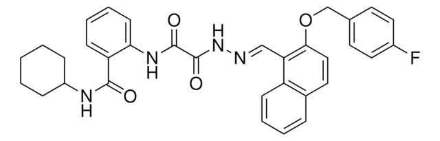 N-CYCLOHEXYL-2-{[[(2E)-2-({2-[(4-FLUOROBENZYL)OXY]-1-NAPHTHYL}METHYLENE)HYDRAZINO](OXO)ACETYL]AMINO}BENZAMIDE AldrichCPR