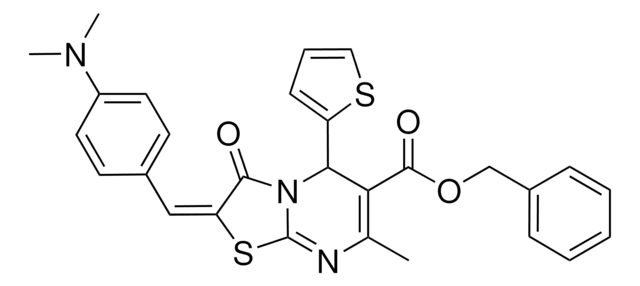 BENZYL (2E)-2-[4-(DIMETHYLAMINO)BENZYLIDENE]-7-METHYL-3-OXO-5-(2-THIENYL)-2,3-DIHYDRO-5H-[1,3]THIAZOLO[3,2-A]PYRIMIDINE-6-CARBOXYLATE AldrichCPR