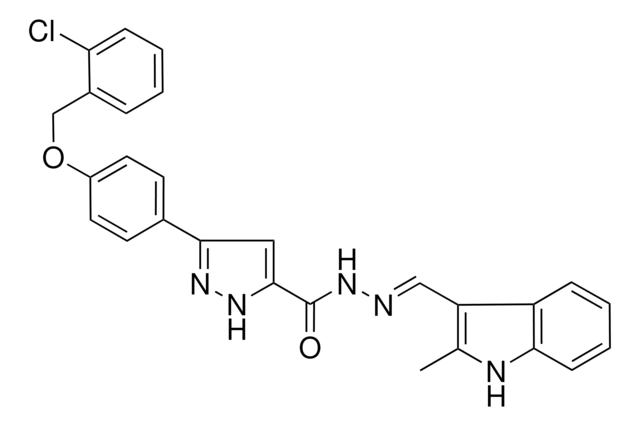 3-{4-[(2-CHLOROBENZYL)OXY]PHENYL}-N'-[(E)-(2-METHYL-1H-INDOL-3-YL)METHYLIDENE]-1H-PYRAZOLE-5-CARBOHYDRAZIDE AldrichCPR