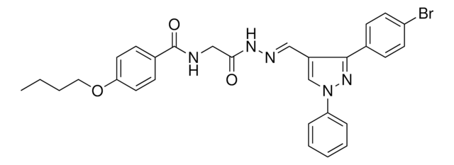 N-[2-((2E)-2-{[3-(4-BROMOPHENYL)-1-PHENYL-1H-PYRAZOL-4-YL]METHYLENE}HYDRAZINO)-2-OXOETHYL]-4-BUTOXYBENZAMIDE AldrichCPR