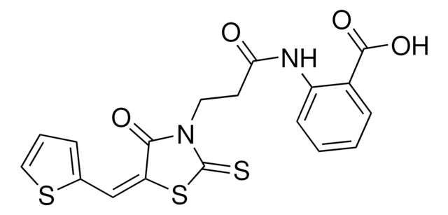 2-({3-[(5E)-4-OXO-5-(2-THIENYLMETHYLENE)-2-THIOXO-1,3-THIAZOLIDIN-3-YL]PROPANOYL}AMINO)BENZOIC ACID AldrichCPR