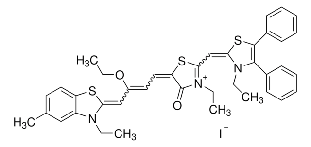 5-[3-Ethoxy-4-(3-ethyl-5-methyl-2(3H)-benzothiazolylidene)-2-butenylidene]-3-ethyl-2-[(3-ethyl-4,5-diphenyl-2(3H)-thiazolylidene)methyl]-4,5-dihydro-4-oxothiazolium iodide Dye content 95&#160;%