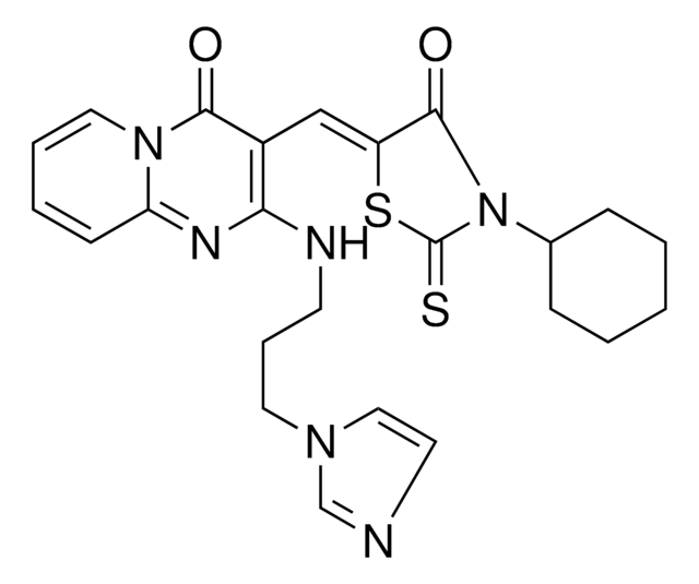 3-[(Z)-(3-CYCLOHEXYL-4-OXO-2-THIOXO-1,3-THIAZOLIDIN-5-YLIDENE)METHYL]-2-{[3-(1H-IMIDAZOL-1-YL)PROPYL]AMINO}-4H-PYRIDO[1,2-A]PYRIMIDIN-4-ONE AldrichCPR