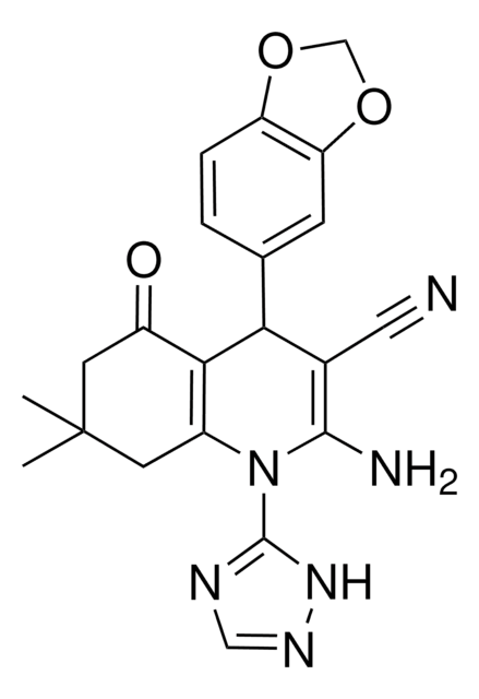 2-AMINO-4-(1,3-BENZODIOXOL-5-YL)-7,7-DIMETHYL-5-OXO-1-(1H-1,2,4-TRIAZOL-5-YL)-1,4,5,6,7,8-HEXAHYDRO-3-QUINOLINECARBONITRILE AldrichCPR