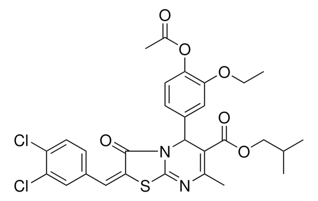 ISOBUTYL (2E)-5-[4-(ACETYLOXY)-3-ETHOXYPHENYL]-2-(3,4-DICHLOROBENZYLIDENE)-7-METHYL-3-OXO-2,3-DIHYDRO-5H-[1,3]THIAZOLO[3,2-A]PYRIMIDINE-6-CARBOXYLATE AldrichCPR