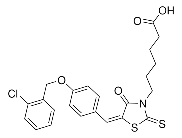 6-((5E)-5-{4-[(2-CHLOROBENZYL)OXY]BENZYLIDENE}-4-OXO-2-THIOXO-1,3-THIAZOLIDIN-3-YL)HEXANOIC ACID AldrichCPR