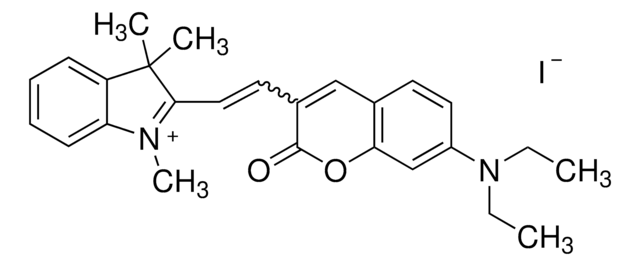 2-{2-[7-(Diethylamino)-2-oxo-2H-1-benzopyran-3-yl]ethenyl}-1,3,3-trimethyl-3H-indolium iodide for fluorescence