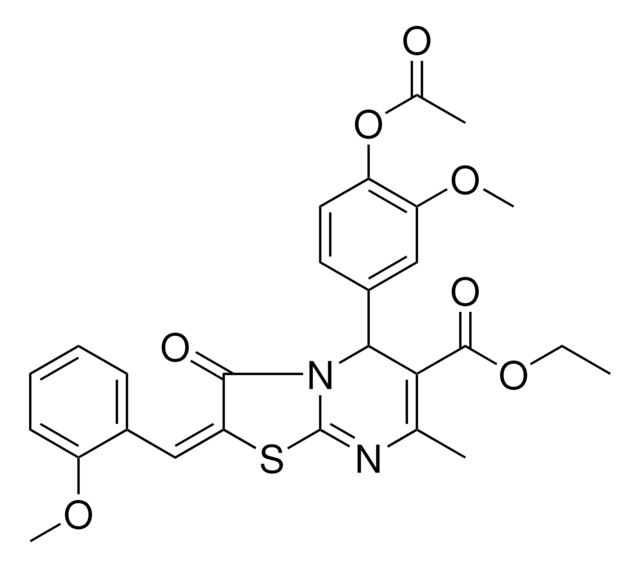 ETHYL (2E)-5-[4-(ACETYLOXY)-3-METHOXYPHENYL]-2-(2-METHOXYBENZYLIDENE)-7-METHYL-3-OXO-2,3-DIHYDRO-5H-[1,3]THIAZOLO[3,2-A]PYRIMIDINE-6-CARBOXYLATE AldrichCPR