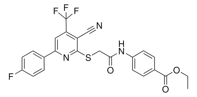 ETHYL 4-[({[3-CYANO-6-(4-FLUOROPHENYL)-4-(TRIFLUOROMETHYL)-2-PYRIDINYL]SULFANYL}ACETYL)AMINO]BENZOATE AldrichCPR