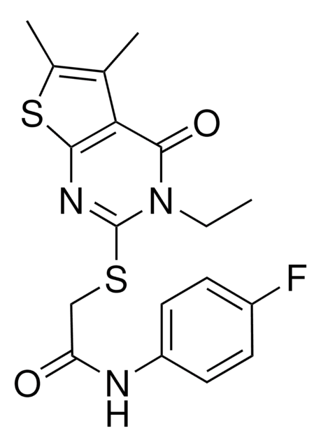 2-[(3-ETHYL-5,6-DIMETHYL-4-OXO-3,4-DIHYDROTHIENO[2,3-D]PYRIMIDIN-2-YL)SULFANYL]-N-(4-FLUOROPHENYL)ACETAMIDE AldrichCPR