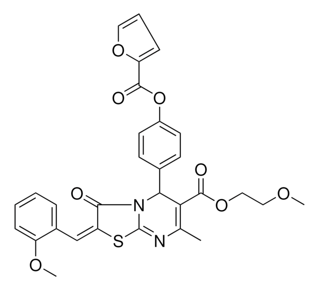 2-METHOXYETHYL (2E)-5-[4-(2-FUROYLOXY)PHENYL]-2-(2-METHOXYBENZYLIDENE)-7-METHYL-3-OXO-2,3-DIHYDRO-5H-[1,3]THIAZOLO[3,2-A]PYRIMIDINE-6-CARBOXYLATE AldrichCPR