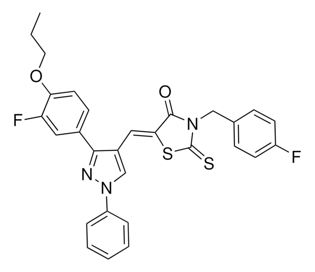 (5Z)-3-(4-FLUOROBENZYL)-5-{[3-(3-FLUORO-4-PROPOXYPHENYL)-1-PHENYL-1H-PYRAZOL-4-YL]METHYLENE}-2-THIOXO-1,3-THIAZOLIDIN-4-ONE AldrichCPR