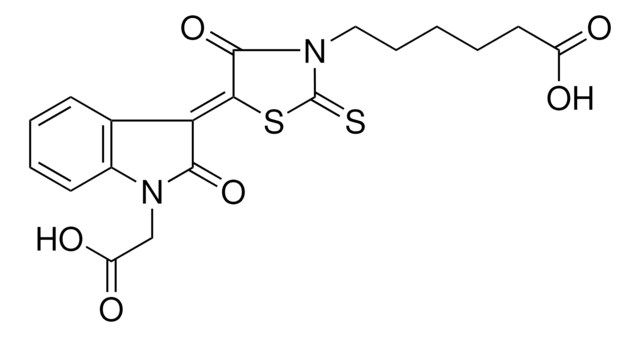 6-{(5Z)-5-[1-(CARBOXYMETHYL)-2-OXO-1,2-DIHYDRO-3H-INDOL-3-YLIDENE]-4-OXO-2-THIOXO-1,3-THIAZOLIDIN-3-YL}HEXANOIC ACID AldrichCPR