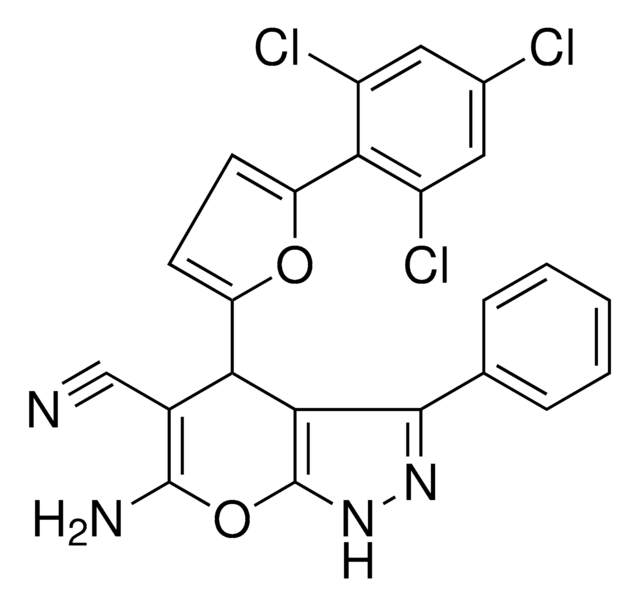 6-AMINO-3-PHENYL-4-[5-(2,4,6-TRICHLOROPHENYL)-2-FURYL]-1,4-DIHYDROPYRANO[2,3-C]PYRAZOLE-5-CARBONITRILE AldrichCPR