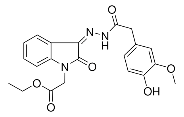 ETHYL ((3Z)-3-{[(4-HYDROXY-3-METHOXYPHENYL)ACETYL]HYDRAZONO}-2-OXO-2,3-DIHYDRO-1H-INDOL-1-YL)ACETATE AldrichCPR