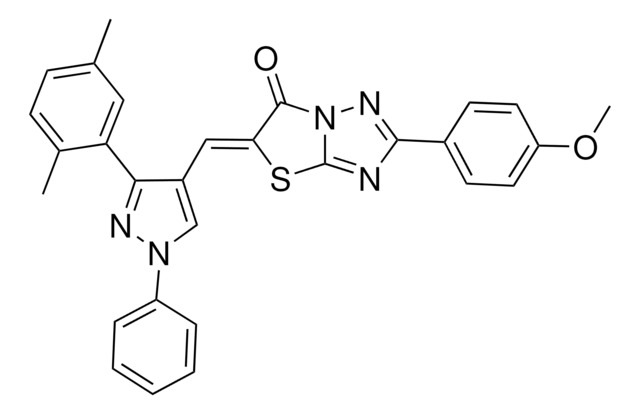 (5Z)-5-{[3-(2,5-DIMETHYLPHENYL)-1-PHENYL-1H-PYRAZOL-4-YL]METHYLENE}-2-(4-METHOXYPHENYL)[1,3]THIAZOLO[3,2-B][1,2,4]TRIAZOL-6(5H)-ONE AldrichCPR