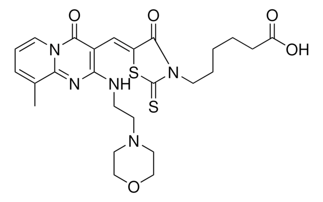 6-{(5Z)-5-[(9-METHYL-2-{[2-(4-MORPHOLINYL)ETHYL]AMINO}-4-OXO-4H-PYRIDO[1,2-A]PYRIMIDIN-3-YL)METHYLENE]-4-OXO-2-THIOXO-1,3-THIAZOLIDIN-3-YL}HEXANOIC ACID AldrichCPR