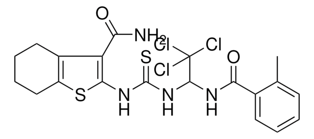 2-{[({2,2,2-TRICHLORO-1-[(2-METHYLBENZOYL)AMINO]ETHYL}AMINO)CARBOTHIOYL]AMINO}-4,5,6,7-TETRAHYDRO-1-BENZOTHIOPHENE-3-CARBOXAMIDE AldrichCPR