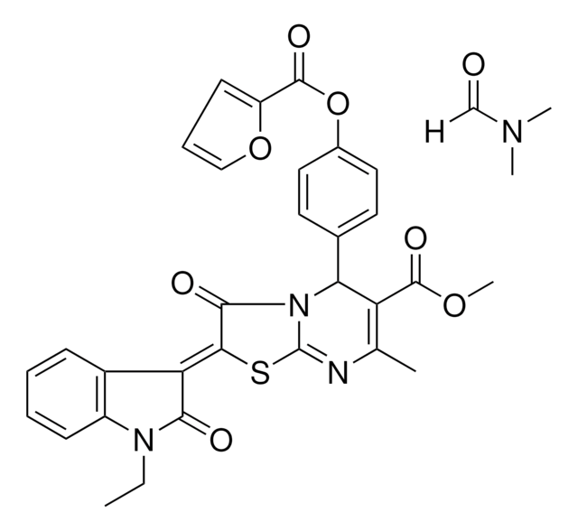 METHYL (2Z)-2-(1-ETHYL-2-OXO-1,2-DIHYDRO-3H-INDOL-3-YLIDENE)-5-[4-(2-FUROYLOXY)PHENYL]-7-METHYL-3-OXO-2,3-DIHYDRO-5H-[1,3]THIAZOLO[3,2-A]PYRIMIDINE-6-CARBOXYLATE COMPOUND WITH DIMETHYLFORMAMIDE AldrichCPR