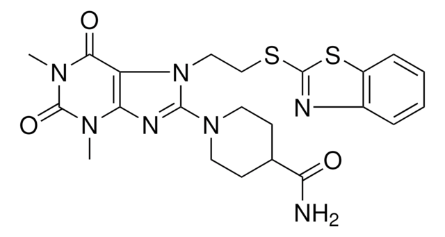 1-{7-[2-(1,3-BENZOTHIAZOL-2-YLSULFANYL)ETHYL]-1,3-DIMETHYL-2,6-DIOXO-2,3,6,7-TETRAHYDRO-1H-PURIN-8-YL}-4-PIPERIDINECARBOXAMIDE AldrichCPR