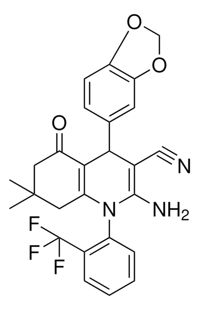 2-AMINO-4-(1,3-BENZODIOXOL-5-YL)-7,7-DIMETHYL-5-OXO-1-[2-(TRIFLUOROMETHYL)PHENYL]-1,4,5,6,7,8-HEXAHYDRO-3-QUINOLINECARBONITRILE AldrichCPR