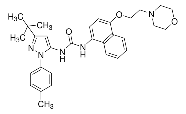 p38-MAP-Kinase-Inhibitor&nbsp;X, BIRB 796 The p38 MAP Kinase Inhibitor X, BIRB 796, also referenced under CAS 285983-48-4, controls the biological activity of p38 MAP Kinase. This small molecule/inhibitor is primarily used for Phosphorylation &amp; Dephosphorylation applications.