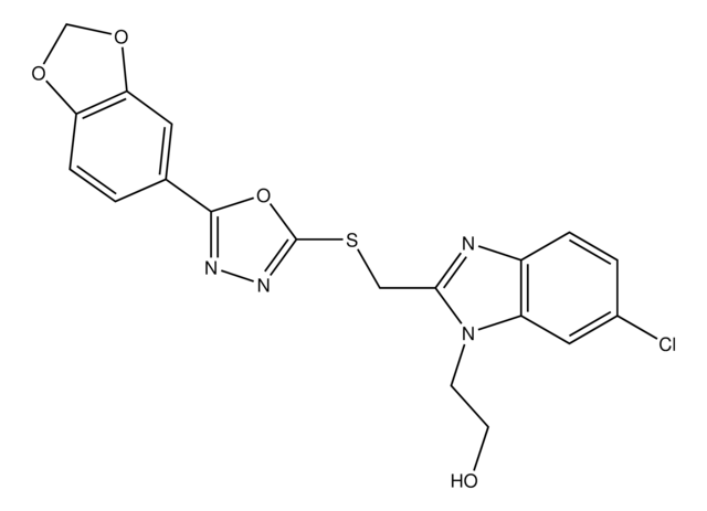 2-[2-([5-(5-Benzodioxolyl)-2-oxadiazolyl]thioMe)-6-Cl-1-benzimidiazolyl]-1-EtOH