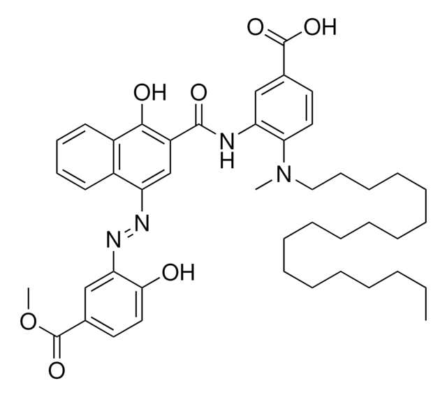 3-[(1-HYDROXY-4-{(E)-[2-HYDROXY-5-(METHOXYCARBONYL)PHENYL]DIAZENYL}-2-NAPHTHOYL)AMINO]-4-[METHYL(OCTADECYL)AMINO]BENZOIC ACID AldrichCPR