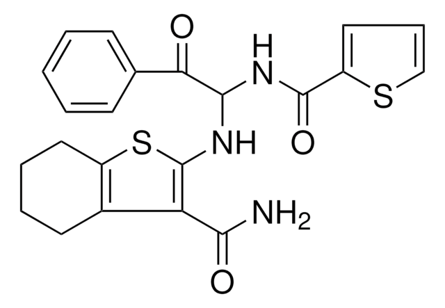 2-({2-OXO-2-PHENYL-1-[(2-THIENYLCARBONYL)AMINO]ETHYL}AMINO)-4,5,6,7-TETRAHYDRO-1-BENZOTHIOPHENE-3-CARBOXAMIDE AldrichCPR