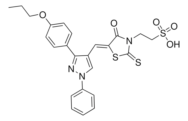 2-((5Z)-4-OXO-5-{[1-PHENYL-3-(4-PROPOXYPHENYL)-1H-PYRAZOL-4-YL]METHYLENE}-2-THIOXO-1,3-THIAZOLIDIN-3-YL)ETHANESULFONIC ACID AldrichCPR