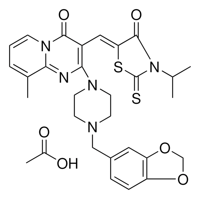 2-[4-(1,3-BENZODIOXOL-5-YLMETHYL)-1-PIPERAZINYL]-3-[(Z)-(3-ISOPROPYL-4-OXO-2-THIOXO-1,3-THIAZOLIDIN-5-YLIDENE)METHYL]-9-METHYL-4H-PYRIDO[1,2-A]PYRIMIDIN-4-ONE ACETATE AldrichCPR