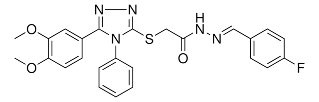 2-{[5-(3,4-DIMETHOXYPHENYL)-4-PHENYL-4H-1,2,4-TRIAZOL-3-YL]SULFANYL}-N'-[(E)-(4-FLUOROPHENYL)METHYLIDENE]ACETOHYDRAZIDE AldrichCPR