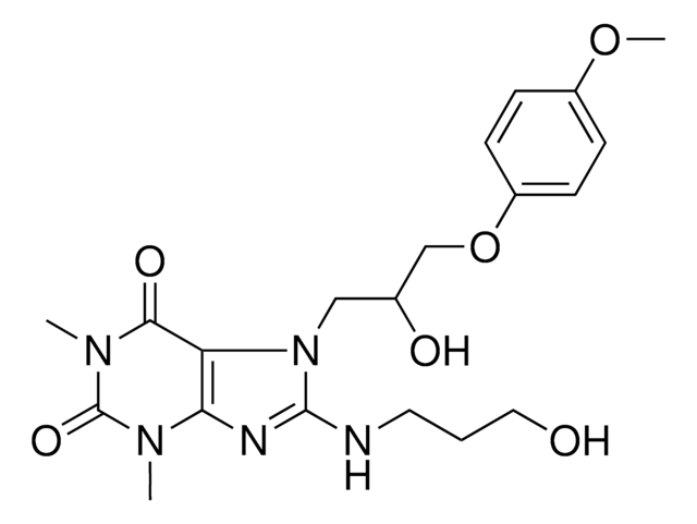 7-[2-HYDROXY-3-(4-METHOXYPHENOXY)PROPYL]-8-[(3-HYDROXYPROPYL)AMINO]-1,3-DIMETHYL-3,7-DIHYDRO-1H-PURINE-2,6-DIONE AldrichCPR