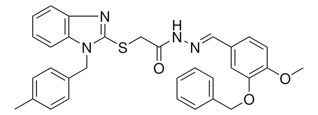 N'-{(E)-[3-(BENZYLOXY)-4-METHOXYPHENYL]METHYLIDENE}-2-{[1-(4-METHYLBENZYL)-1H-BENZIMIDAZOL-2-YL]SULFANYL}ACETOHYDRAZIDE AldrichCPR