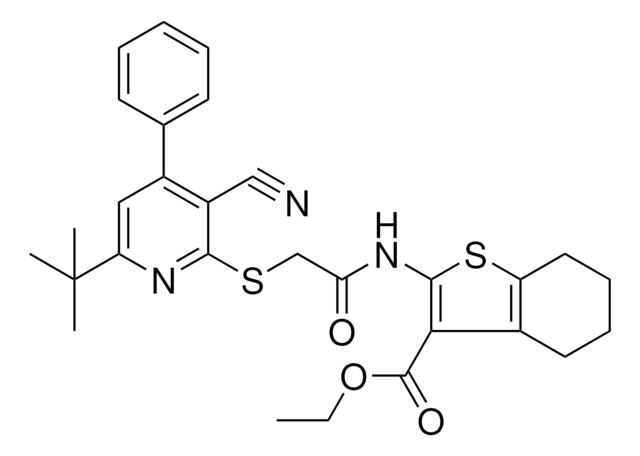 ETHYL 2-({[(6-TERT-BUTYL-3-CYANO-4-PHENYL-2-PYRIDINYL)SULFANYL]ACETYL}AMINO)-4,5,6,7-TETRAHYDRO-1-BENZOTHIOPHENE-3-CARBOXYLATE AldrichCPR