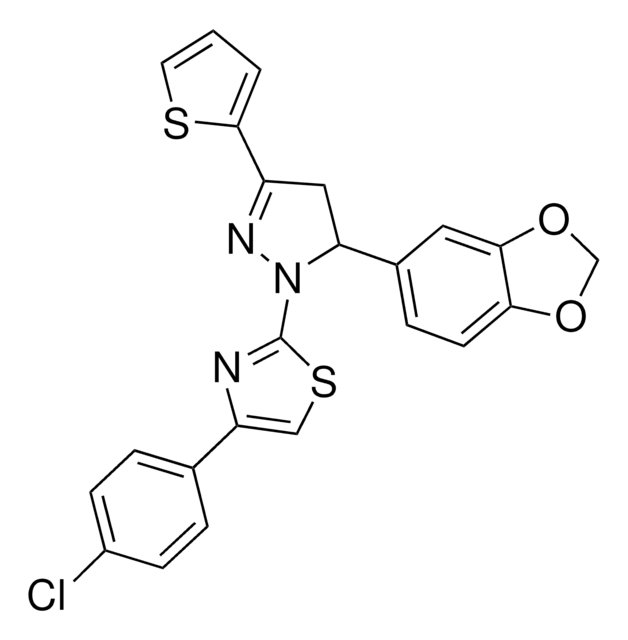 2-[5-(1,3-BENZODIOXOL-5-YL)-3-(2-THIENYL)-4,5-DIHYDRO-1H-PYRAZOL-1-YL]-4-(4-CHLOROPHENYL)-1,3-THIAZOLE AldrichCPR