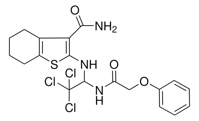 2-({2,2,2-TRICHLORO-1-[(PHENOXYACETYL)AMINO]ETHYL}AMINO)-4,5,6,7-TETRAHYDRO-1-BENZOTHIOPHENE-3-CARBOXAMIDE AldrichCPR