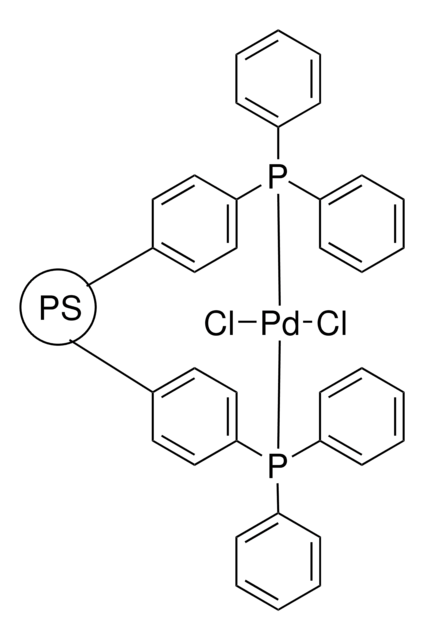 Dichlorobis(triphenylphosphine)palladium(II), polymer-bound 200-400&#160;mesh, extent of labeling: 1.0-2.0&#160;mmol/g loading, 2&#160;% cross-linked with divinylbenzene