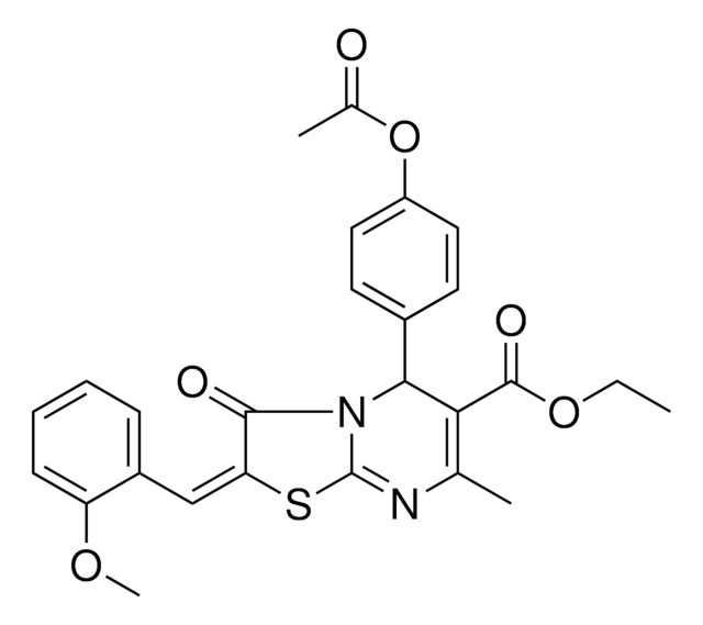 ETHYL (2E)-5-[4-(ACETYLOXY)PHENYL]-2-(2-METHOXYBENZYLIDENE)-7-METHYL-3-OXO-2,3-DIHYDRO-5H-[1,3]THIAZOLO[3,2-A]PYRIMIDINE-6-CARBOXYLATE AldrichCPR