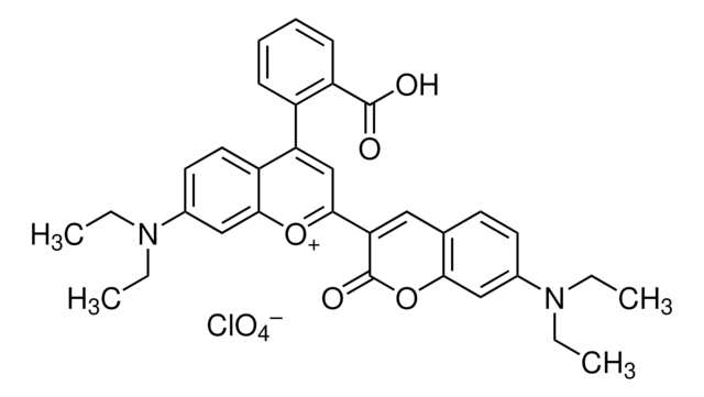 4-(2-Carboxyphenyl)-7-diethylamino-2-(7-diethylamino-2-oxochroman-3-yl)-chromyliumperchlorat BioReagent, suitable for fluorescence, &#8805;80% (HPLC)