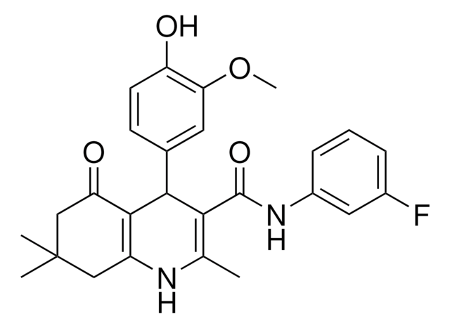 N-(3-FLUOROPHENYL)-4-(4-HYDROXY-3-METHOXYPHENYL)-2,7,7-TRIMETHYL-5-OXO-1,4,5,6,7,8-HEXAHYDRO-3-QUINOLINECARBOXAMIDE AldrichCPR