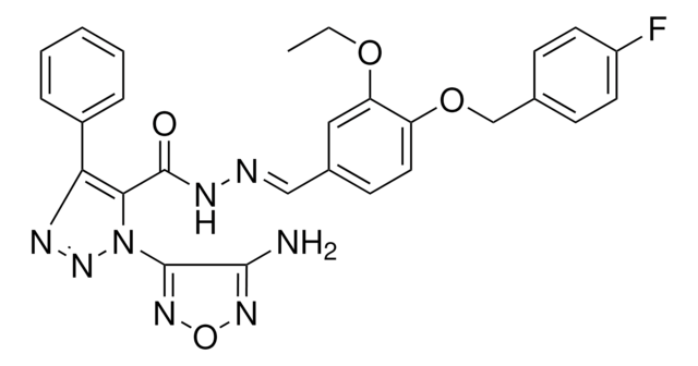 1-(4-AMINO-1,2,5-OXADIAZOL-3-YL)-N'-((E)-{3-ETHOXY-4-[(4-FLUOROBENZYL)OXY]PHENYL}METHYLIDENE)-4-PHENYL-1H-1,2,3-TRIAZOLE-5-CARBOHYDRAZIDE AldrichCPR