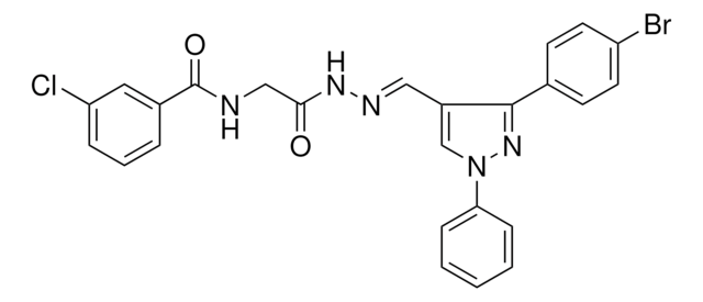 N-[2-((2E)-2-{[3-(4-BROMOPHENYL)-1-PHENYL-1H-PYRAZOL-4-YL]METHYLENE}HYDRAZINO)-2-OXOETHYL]-3-CHLOROBENZAMIDE AldrichCPR