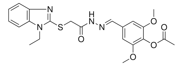 4-[(E)-({[(1-ETHYL-1H-BENZIMIDAZOL-2-YL)SULFANYL]ACETYL}HYDRAZONO)METHYL]-2,6-DIMETHOXYPHENYL ACETATE AldrichCPR